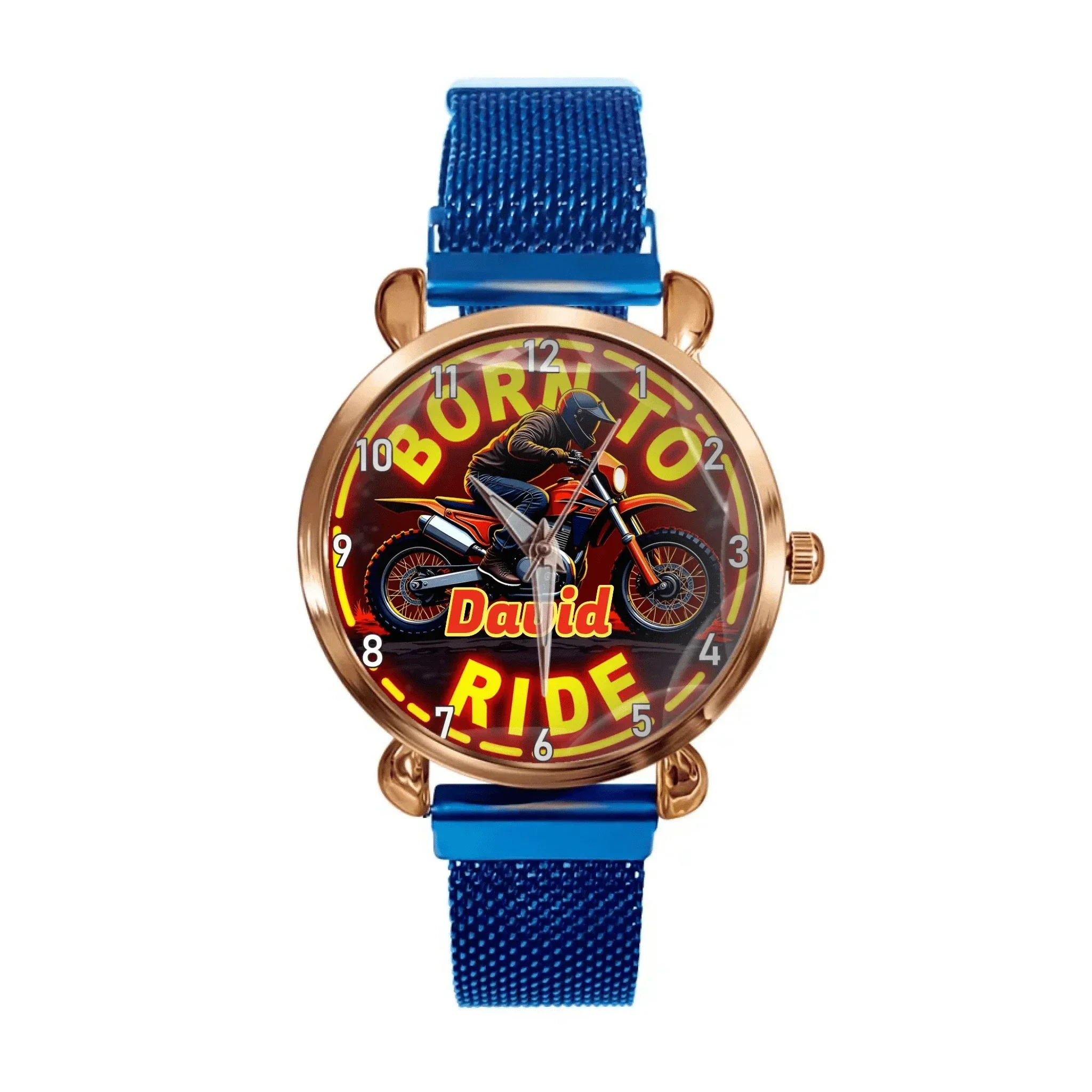 Customized Motorcycle Themed Watch – Retro Neon-style Watch with Customizable Name Feature - A Gift For Motorcycle Enthusiast,Friend,Brother - Joliny