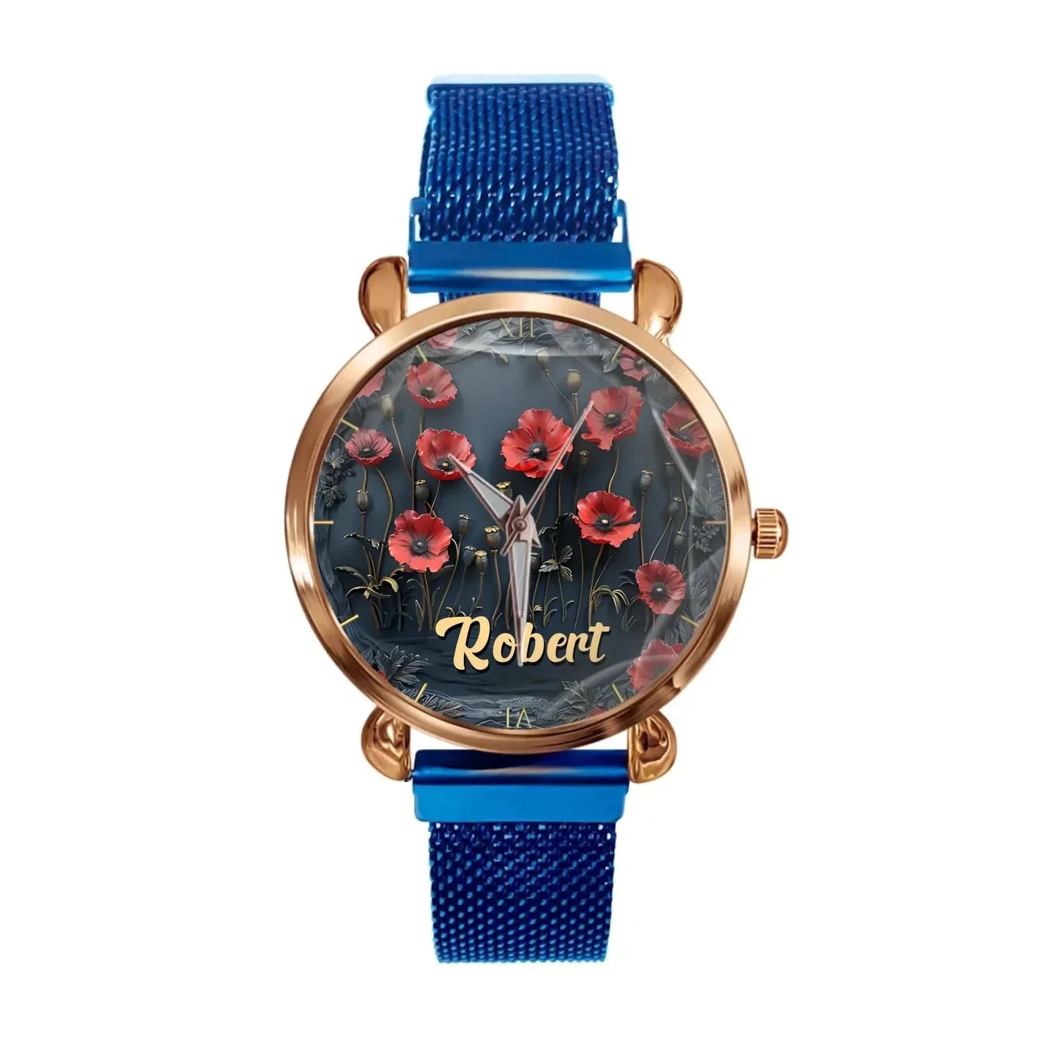 Customized Papaver Rhoeas Patterned Watch – Personalized Names - A Gift For Friend,BFF,Roommate - Joliny