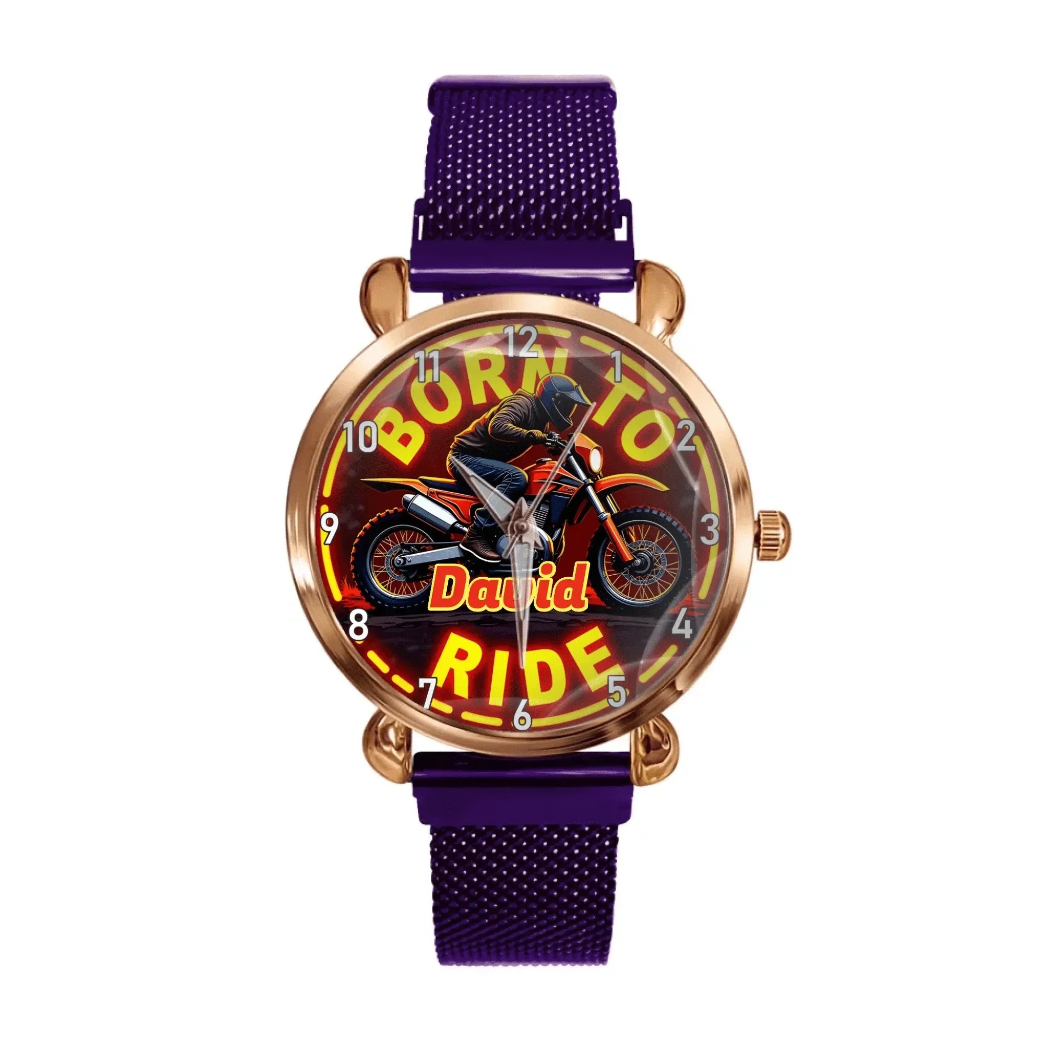 Customized Motorcycle Themed Watch – Retro Neon-style Watch with Customizable Name Feature - A Gift For Motorcycle Enthusiast,Friend,Brother - Joliny