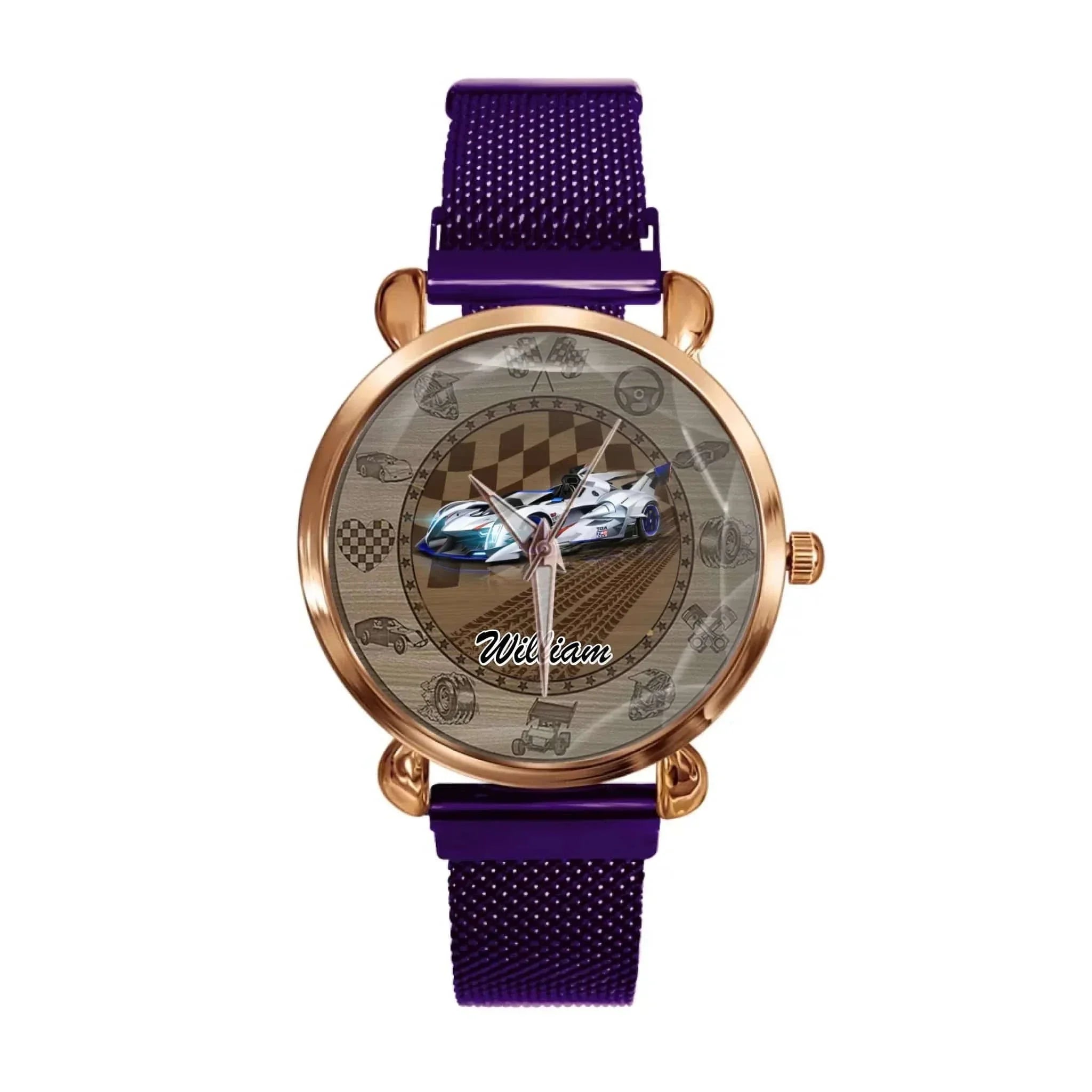 Customized Racing Competition Theme Watch - Personalized Photo-themed Racing Dirt Track Decorative Watch - A Gift For Friend,Race Car Driver,Race Car Fans - Joliny