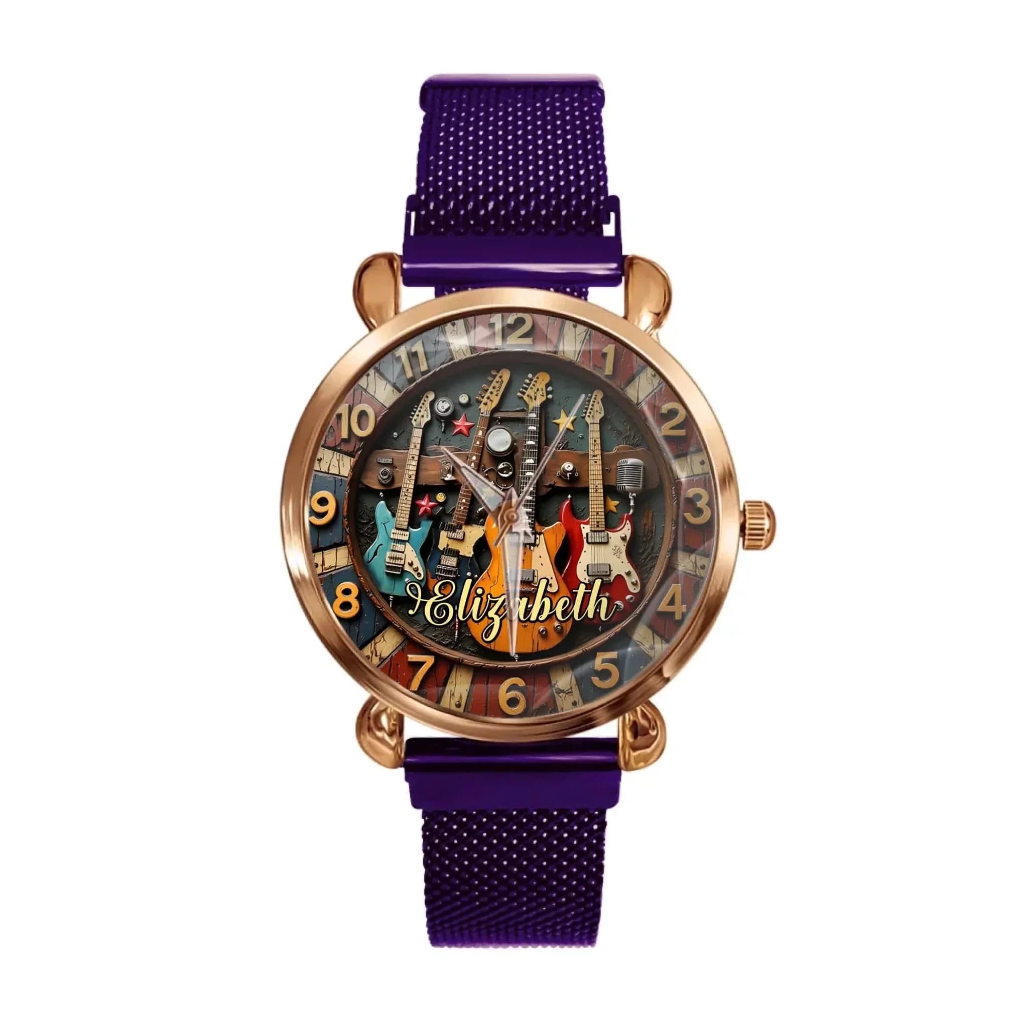 Customized Retro Musical Instrument-themed Watch – Personalized Name Engraved Musical Instrument Pattern Watch - A Gift For Friend,Family,Music Enthusiast - Joliny