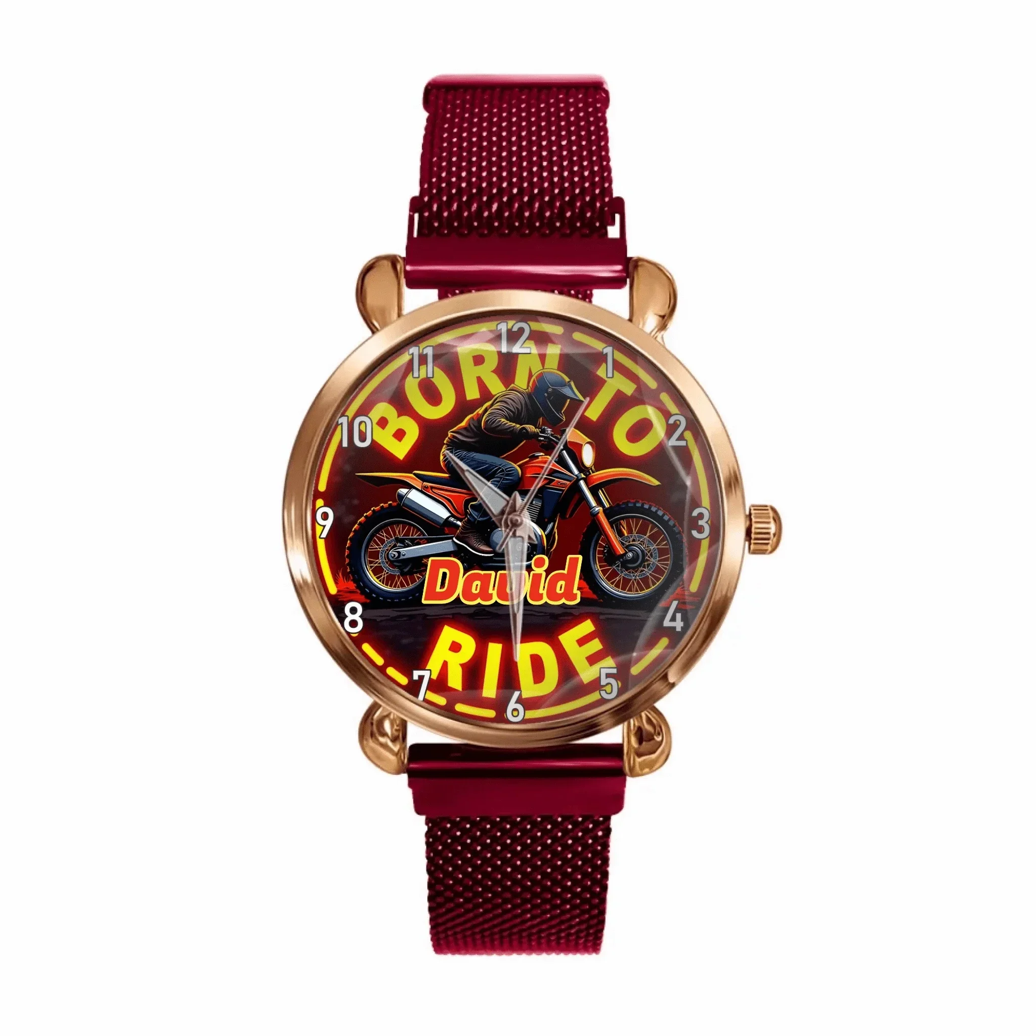 Customized Motorcycle Themed Watch – Retro Neon-style Watch with Customizable Name Feature - A Gift For Motorcycle Enthusiast,Friend,Brother - Joliny