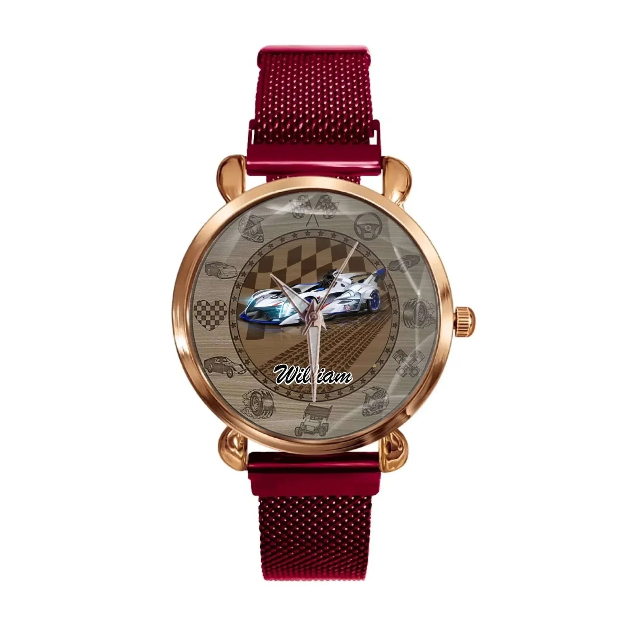 Customized Racing Competition Theme Watch - Personalized Photo-themed Racing Dirt Track Decorative Watch - A Gift For Friend,Race Car Driver,Race Car Fans - Joliny