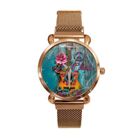 Customized Hippie-Inspired Musical Instrument Watch – Personalized Name Engraved Instrument Patterned Watch - A Gift For Music Enthusiast,Musicians,Friend,BFF - Joliny