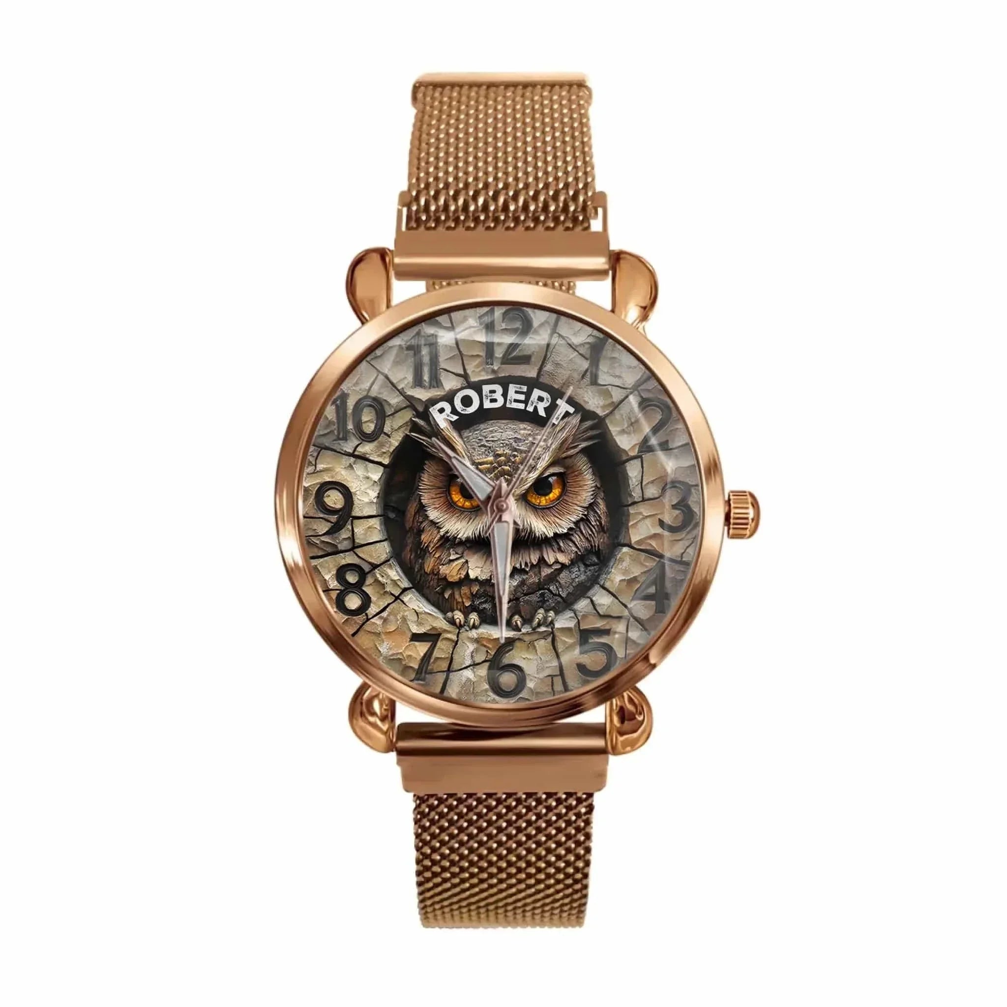 Customized Owl Design Watch – Personalized Name Fantasy Owl Dial - A Gift For Friend,BFF,Owl Lovers - Joliny