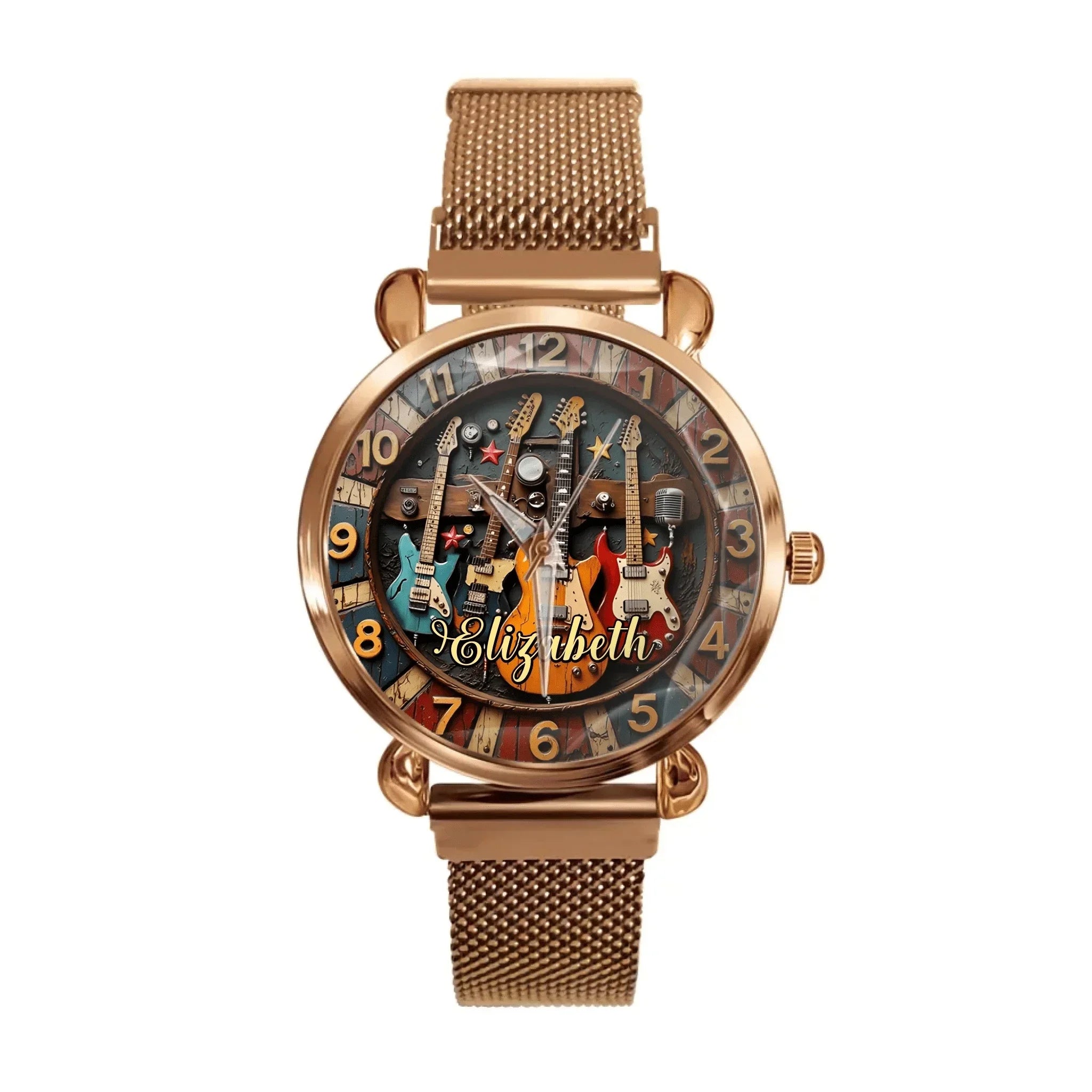 Customized Retro Musical Instrument-themed Watch – Personalized Name Engraved Musical Instrument Pattern Watch - A Gift For Friend,Family,Music Enthusiast - Joliny