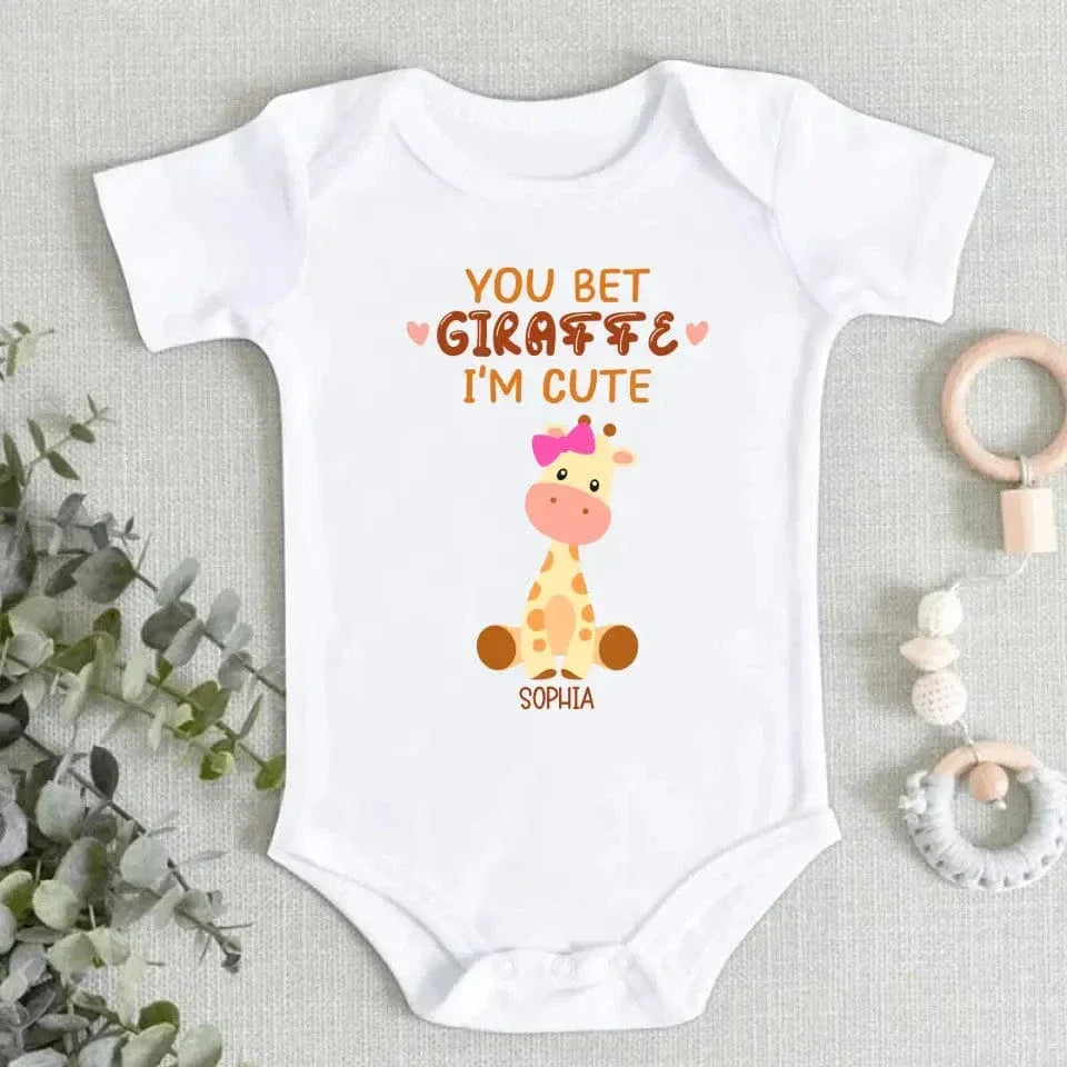 You Bet Giraffe - Family Personalized Custom Baby Onesie - Mother's Day, Baby Shower Gift, Gift For First Mom