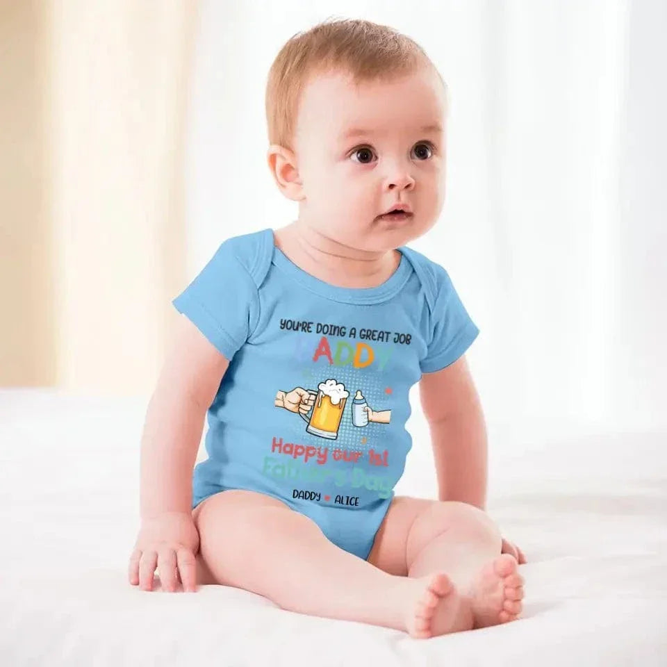 You're Doing A Great Job Daddy - Family Personalized Custom Baby Onesie - Baby Shower Gift, Gift For First Dad - Joliny