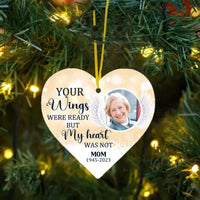 Your Wings Were Ready But My Heart Was Not - Custom Photo Acrylic Heart Ornament - Joliny