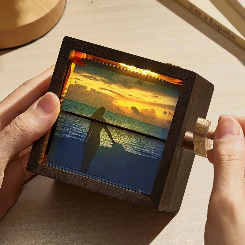 Custom Flipbook Frame with Light – Hand-Cranked Detachable Photos Animation Box, Auto 24-Frame Capture from Video – Unique Anniversary Gift