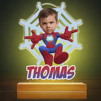 Custom Spider-Man 7 Color Night Light - Personalized Name and Photo Superhero LED Lamp - Gift for Kids Boys Girls