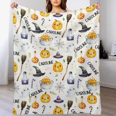 Livraison gratuite✈️Couverture personnalisée pour bébé d’Halloween, couverture d’Halloween en peluche personnalisée