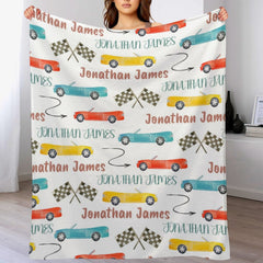 Free Shipping✈️Personalized Name Race Car Baby Blanket