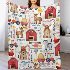 Couverture pour bébé avec nom personnalisé, livraison gratuite✈️Horse Cow Barn Farm