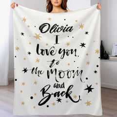 Free Shipping✈️I Love You to the Moon and Back Name Custom Blanket