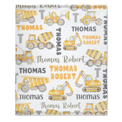 Free Shipping✈️Personalized Name Construction Vehicles Baby Blanket