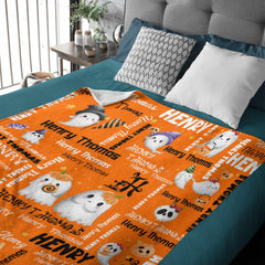 Free Shipping✈️Halloween Cute Ghost Name Custom Blanket - Halloween Gifts