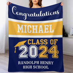 Free shipping✈️Class of 2024 Custom Name Soft Blanket - Graduation Gift