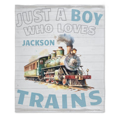 Free Shipping✈️Personalized Name Train Blanket for Boys