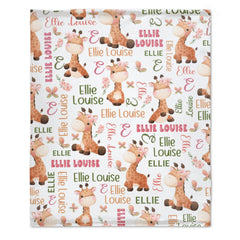 Free Shipping✈️Personalized Name Baby Blanket Animal Giraffe Blanket