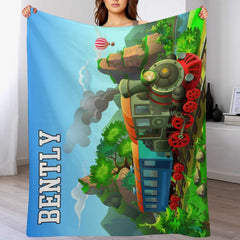 Free Shipping✈️Personalized Cartoon Steam Train Kids Blanket