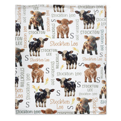 Free Shipping✈️Personalized Name Custom Cow Baby Blanket