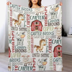 Free Shipping✈️Personalized Farm Animal Blanket - Custom Name - Gift - Farm Blanket