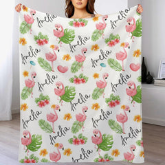 Livraison gratuite✈️Flamingo Baby Swaddle Couverture personnalisée pour bébé fille - Couverture de nom personnalisée - Couverture cadeau de baby shower