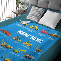 Free Shipping✈️ Personalized Construction Baby Blanket - Boys Gift