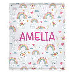 Free Shipping✈️Personalized Custom Name Baby Toddler Rainbow Blanket