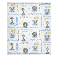 Free Shipping✈️Personalized Safari Animals Custom Baby Blanket