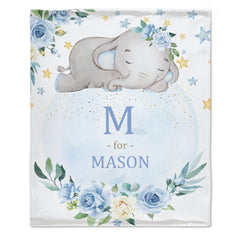 Free Shipping✈️Customized Baby elephant Blanket With Personalized Name For Baby boys and girls