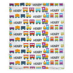 Free Shipping✈️Personalized Name Cartoon Train Baby Blanket