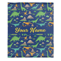 Free Shipping✈️Personalized Custom Dark Blue Dinosaur Blanket for Kids - Boys Girls Baby Toddler Infants Blankets for Bed