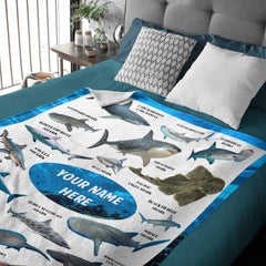 Free Shipping✈️Personalized Name Shark Blanket for Kids