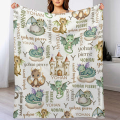 Free Shipping✈️Personalized Name Dragon Castle Baby Blanket