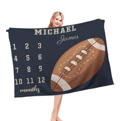 Free Shipping✈️ Personalized Soccer Milestone Name Custom Blanket