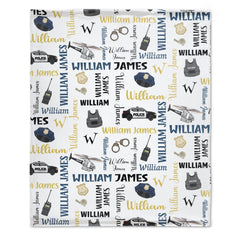 Free Shipping✈️Personalized Police Car Name Custom Blanket