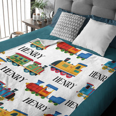 Free Shipping✈️Personalized Line Train Baby Toddler Blanket