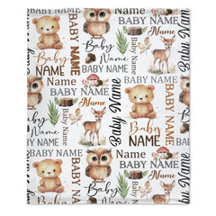 Free Shipping✈️Personalized Baby Blankets, Custom Baby name Blanket - Best Gift for Baby, Newborn - bear blanket