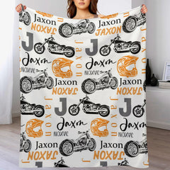 Free Shipping✈️Personalized Motorcycle Theme Custom Name Blanket