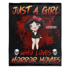 Free Shipping✈️Personalized Name Custom Blanket-Just A Girl Love Horror Movies