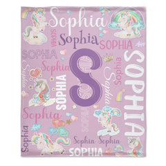 Free Shipping✈️Personalized Unicorn Blanket for Girls Name Blankets