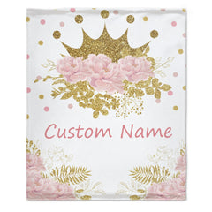 Free Shipping✈️Personalized Name Blanket Baby Blanket with Flower & Crown