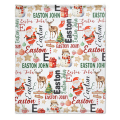 Personalized Christmas Baby Name Pattern Blanket