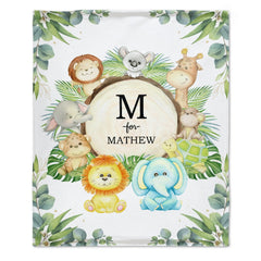 Free Shipping✈️Personalized Woodland Animals Baby Name Blanket