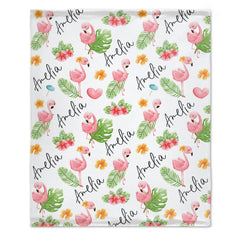 Livraison gratuite✈️Flamingo Baby Swaddle Couverture personnalisée pour bébé fille - Couverture de nom personnalisée - Couverture cadeau de baby shower