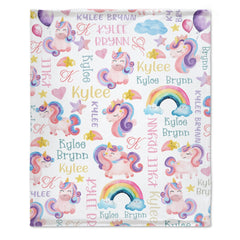 Free Shipping✈️Rainbow Unicorn Baby Name Blanket