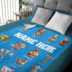 Free Shipping✈️Cute Animal Names Custom Personalized Blanket - Gifts for Kids