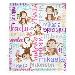 Free Shipping✈️Personalized Rainbow Monkey Baby Blanket